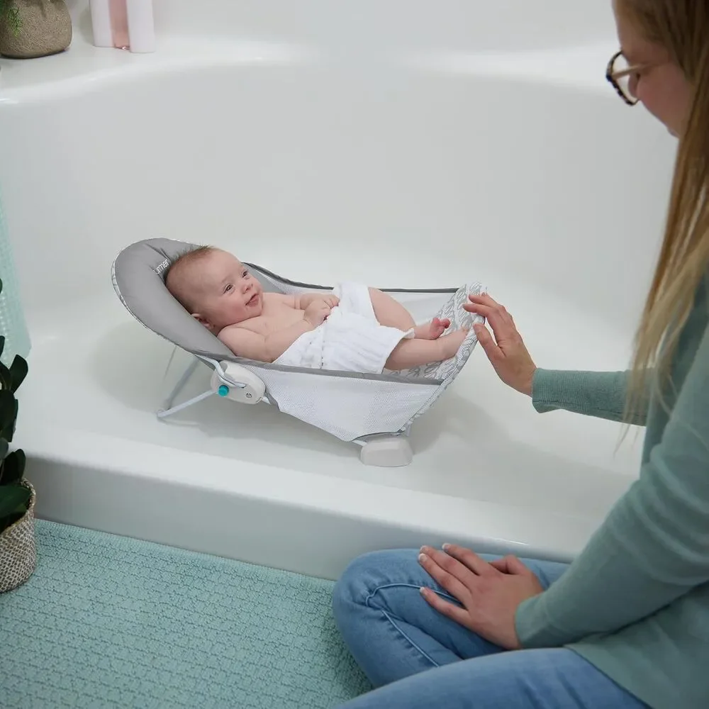 Ingenuity Foldaway 2-Position Baby Bath Seat Bather Gray 0-6 Months 20 lb
